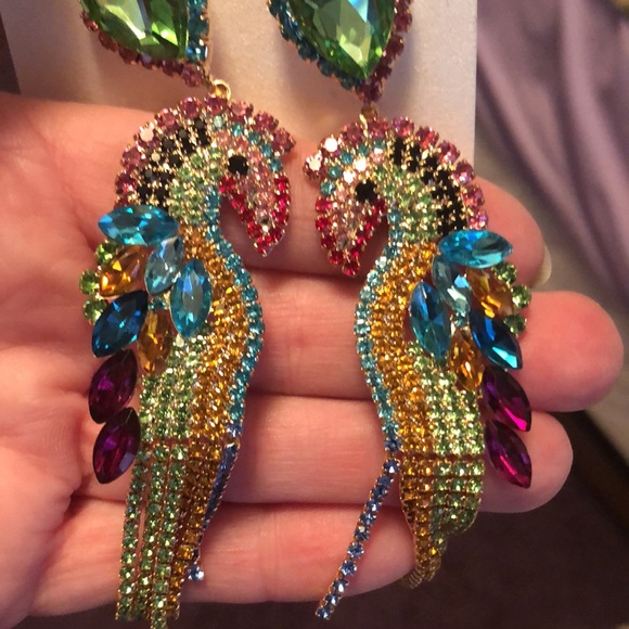 NEW Stunning Crystal Natasha Long Dangling Rhinestone Earrings - Picture 14 of 17